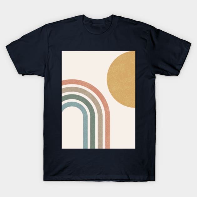 Mid-Century Modern Sun & Rainbow Colorful T-Shirt by moonlightprint